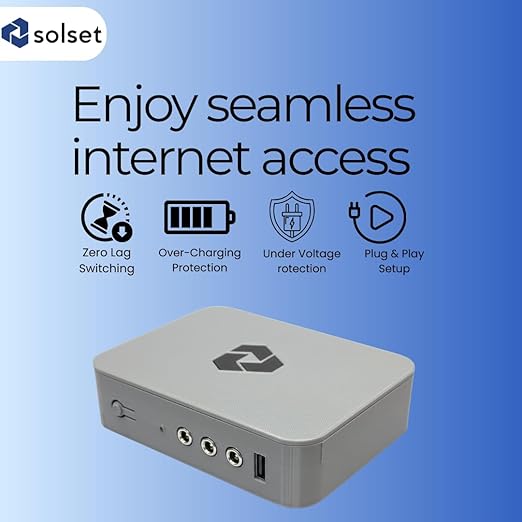 Solset Mini UPS for WiFi Router | Power Backup Up to 8 Hours